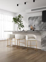 Louvre Metal Upholstered Barstool in Cream