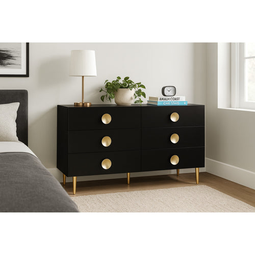 Zayne Wood Veneer Dresser in Black