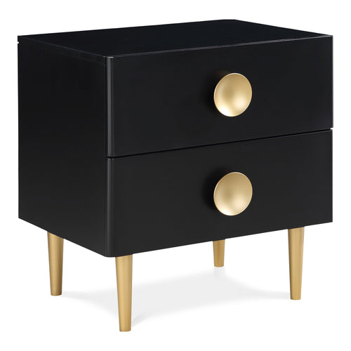 Zayne Wood Veneer Nightstand in Black