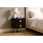 Zayne Wood Veneer Nightstand in Black