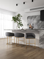 Louvre Metal Upholstered Barstool in Gray