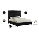Zuma Velvet Upholstered King Bed in Black