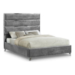 Zuma Velvet Upholstered King Bed in Grey