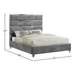 Zuma Velvet Upholstered King Bed in Grey