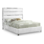 Zuma Velvet Upholstered King Bed in White