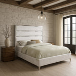 Zuma Velvet Upholstered King Bed in White