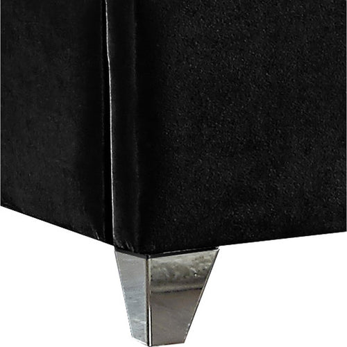Zuma Velvet Upholstered Queen Bed in Black