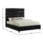 Zuma Velvet Upholstered Queen Bed in Black