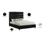 Zuma Velvet Upholstered Queen Bed in Black