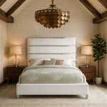 Zuma Velvet Upholstered Queen Bed in White