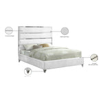 Zuma Velvet Upholstered Queen Bed in White