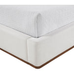 Aurin Linen Textured Fabric Upholstered King Bed in Cream