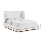 Aurin Linen Textured Fabric Upholstered King Bed in Cream