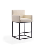 Ambassador Metal Upholstered Barstool in Cream