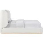 Aurin Linen Textured Fabric Upholstered King Bed in Cream