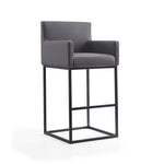 Ambassador Metal Upholstered Barstool in Gray