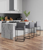 Ambassador Metal Upholstered Barstool in Gray