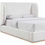 Aurin Linen Textured Fabric Upholstered King Bed in Cream