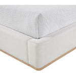 Aurin Linen Textured Fabric Upholstered King Bed in Cream