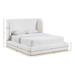 Aurin Linen Textured Fabric Upholstered King Bed in Cream