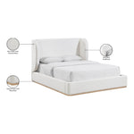 Aurin Linen Textured Fabric Upholstered King Bed in Cream