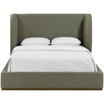 Aurin Linen Textured Fabric Upholstered King Bed in Olive Green