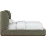Aurin Linen Textured Fabric Upholstered King Bed in Olive Green