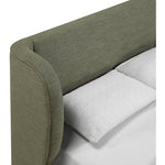 Aurin Linen Textured Fabric Upholstered King Bed in Olive Green