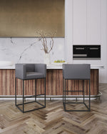 Embassy Metal Upholstered Barstool in Gray