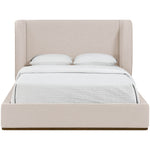 Aurin Linen Textured Fabric Upholstered Queen Bed in Beige
