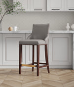 Shubert Wood Upholstered Barstool in Dark Taupe