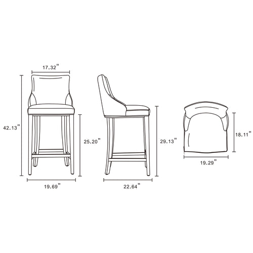 Shubert Wood Upholstered Barstool in Dark Taupe