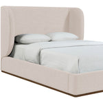 Aurin Linen Textured Fabric Upholstered Queen Bed in Beige