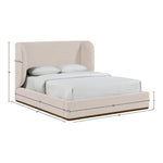 Aurin Linen Textured Fabric Upholstered Queen Bed in Beige