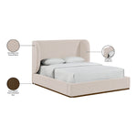 Aurin Linen Textured Fabric Upholstered Queen Bed in Beige
