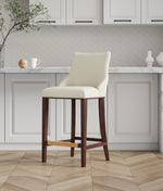 Shubert Wood Upholstered Barstool in Ivory