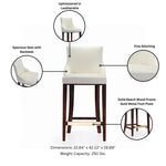 Shubert Wood Upholstered Barstool in Ivory