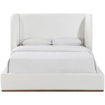 Aurin Linen Textured Fabric Upholstered Queen Bed in Cream