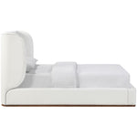Aurin Linen Textured Fabric Upholstered Queen Bed in Cream