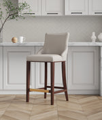 Shubert Wood Upholstered Barstool in Light Gray