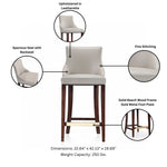Shubert Wood Upholstered Barstool in Light Gray