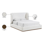 Aurin Linen Textured Fabric Upholstered Queen Bed in Cream