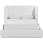 Aurin Linen Textured Fabric Upholstered Queen Bed in Cream