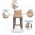 Shubert Wood Upholstered Barstool in Tan