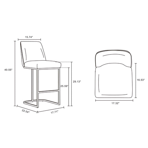Serena Metal Upholstered Barstool in Taupe