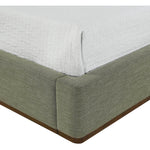 Aurin Linen Textured Fabric Upholstered Queen Bed in Olive Green