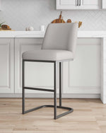 Serena Metal Upholstered Barstool in Light Gray