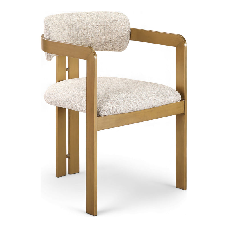 Aurum Linen Textured Fabric Upholstered Dining Chair in Beige