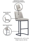 Serena Metal Upholstered Barstool in Light Gray
