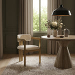 Aurum Linen Textured Fabric Upholstered Dining Chair in Beige